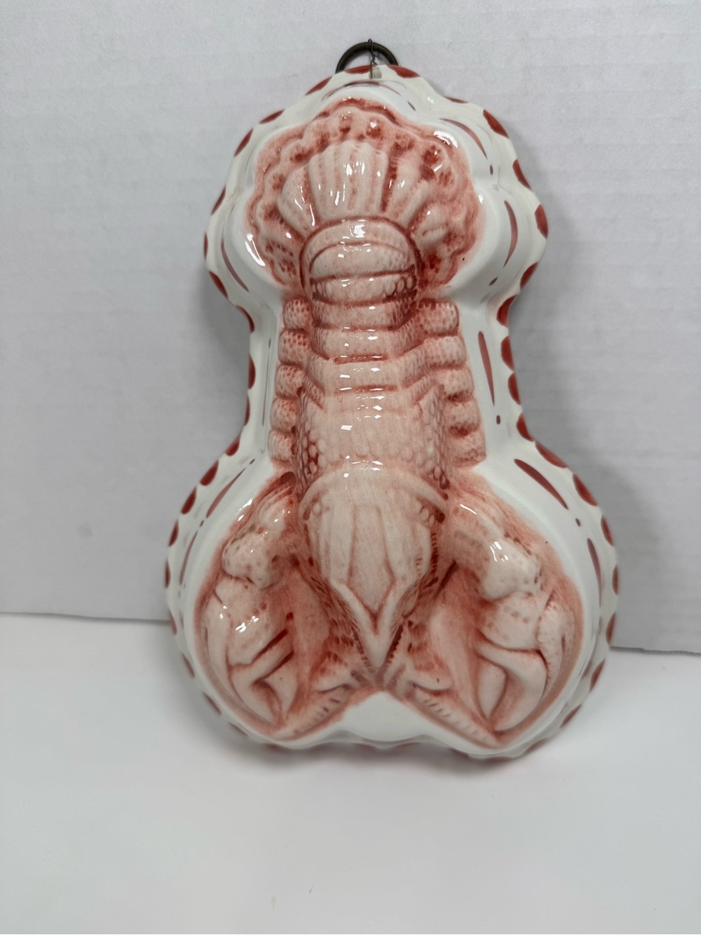 Ceramic Lobster Wall Hanging in White and Red